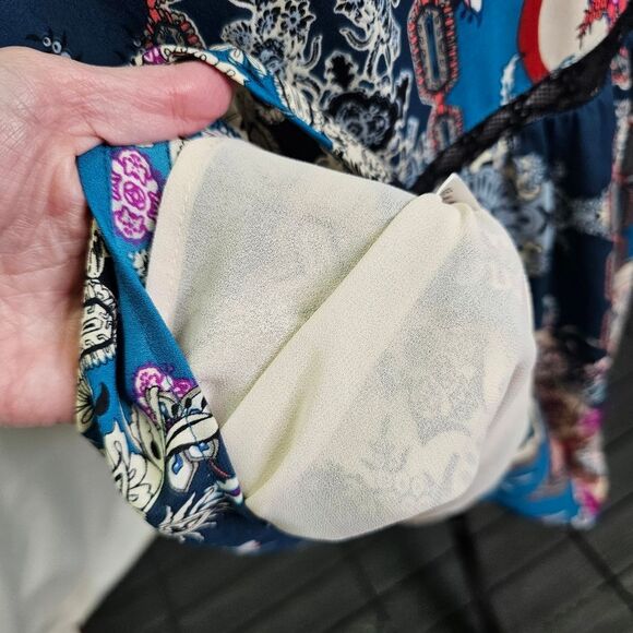 Charles Henry Paisley Split Neck Boho Midi Dress Size Medium - Picture 8 of 10